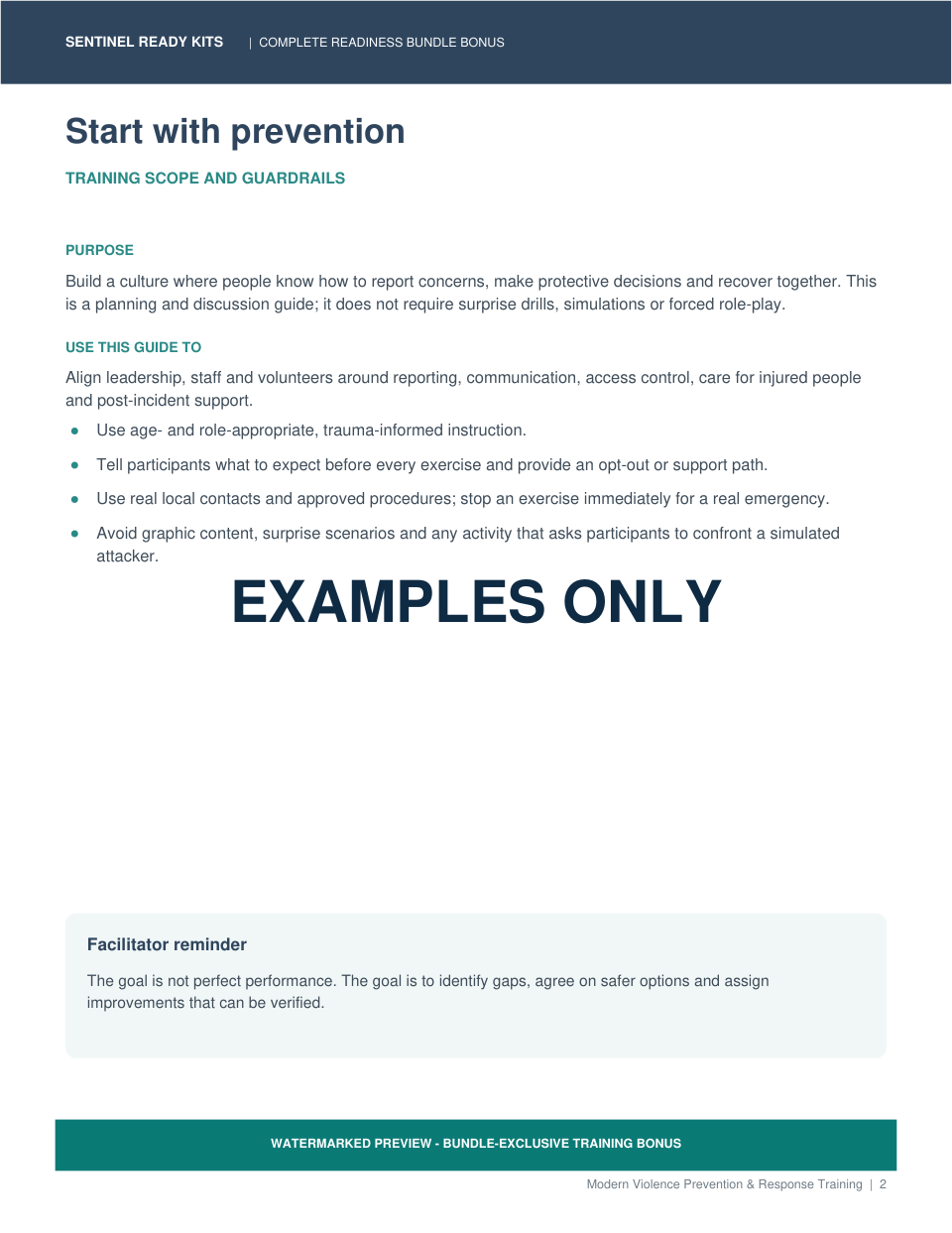 Watermarked sample of Modern Violence Prevention and Response Training